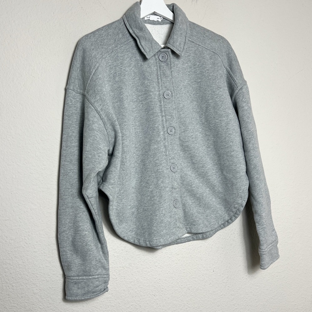 GOOD AMERICAN Fleece Cropped Shirt Jacket - Picture 3 of 8